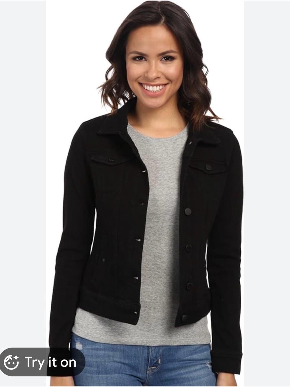 Liverpool Black Women's Button-Front Jean Jacket - Picture 11 of 14